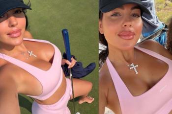 Georgina Rodríguez causa ao usar look coladíssimo em dia de golfe com Cristiano Ronaldo