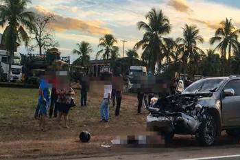 Colisão entre motocicleta e caminhonete deixa dois mortos na BR-364