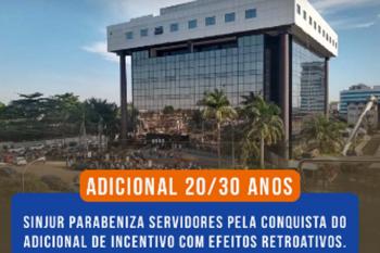 SINJUR parabeniza servidores pela conquista do adicional de incentivo com efeitos retroativos