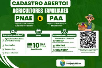 Prefeitura realiza cadastramento prévio de agricultores familiares para programas de aquisição de alimentos