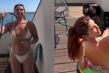 Aos 50, Giovanna Antonelli exibe corpão em dia de sol na laje