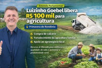 Luizinho Goebel libera R$ 100 mil para compra de calcário e fortalecimento da agricultura em Primavera de Rondônia 