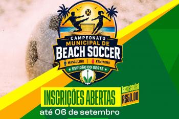 Campeonato Municipal de Beach Soccer abre inscrições em Espigão com premiação de até R$ 1,5 mil