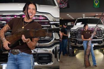 Ana Castela ganha luminária gigante em formato de espingarda