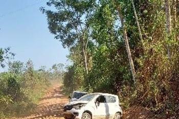 Motorista fica ferido após carro capotar na zona rural de Alto Alegre dos Parecis