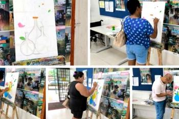 Em homenagem ao Mês da Mulher, cartório de Cacoal promove pintura coletiva com eleitores