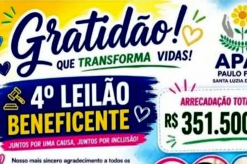 APAE de Santa Luzia do Oeste arrecada mais de R$ 351 mil durante 4º Leilão Beneficente