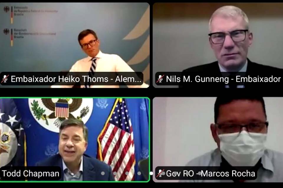 Governador Marcos Rocha participa de videoconferência com os embaixadores de países europeus e dos EUA