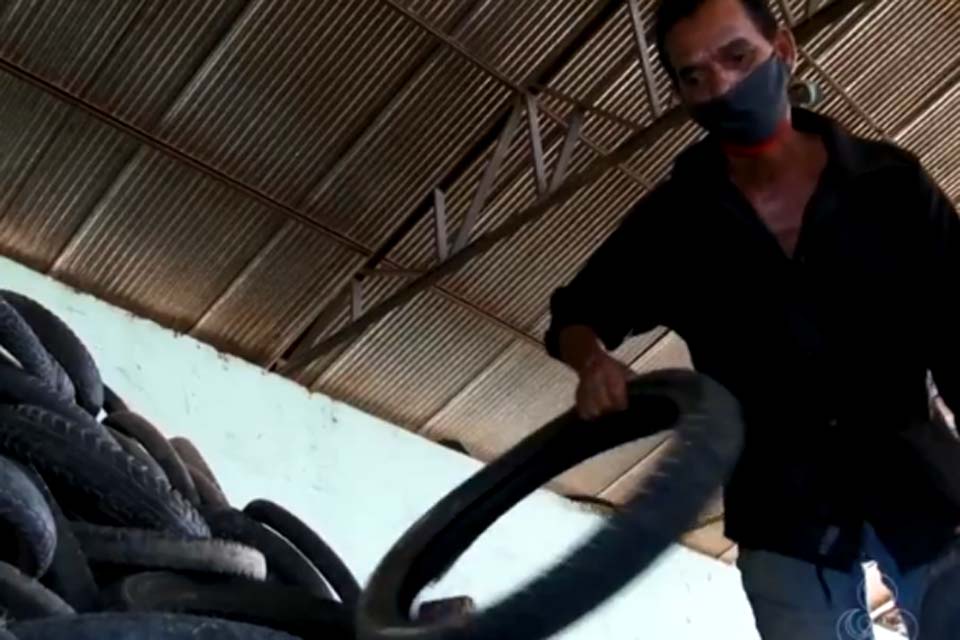 Ecoponto recebe cerca de 20 toneladas de pneus descartados por semana