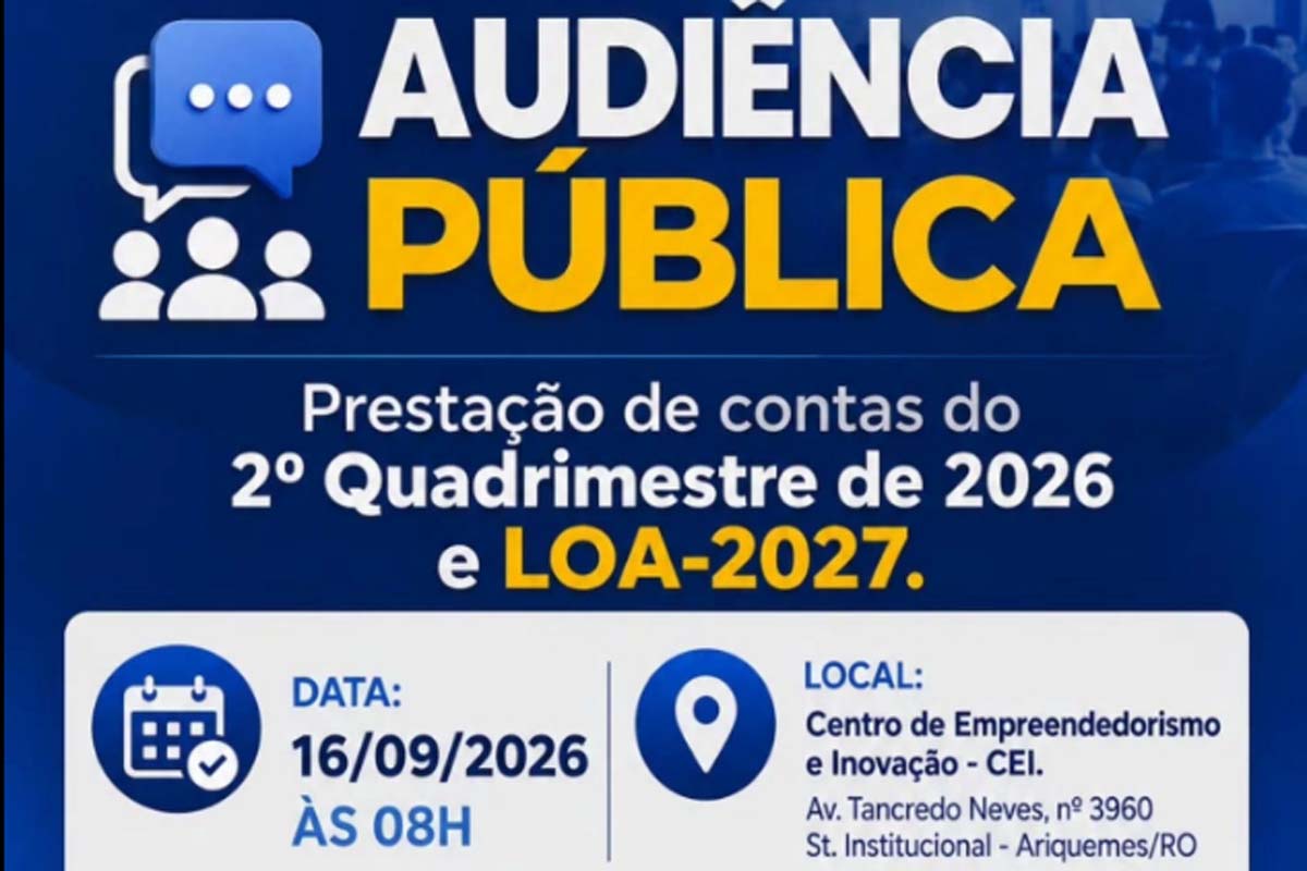 Prefeitura convida toda a população para participar da Audiência Pública de Prestação de Contas