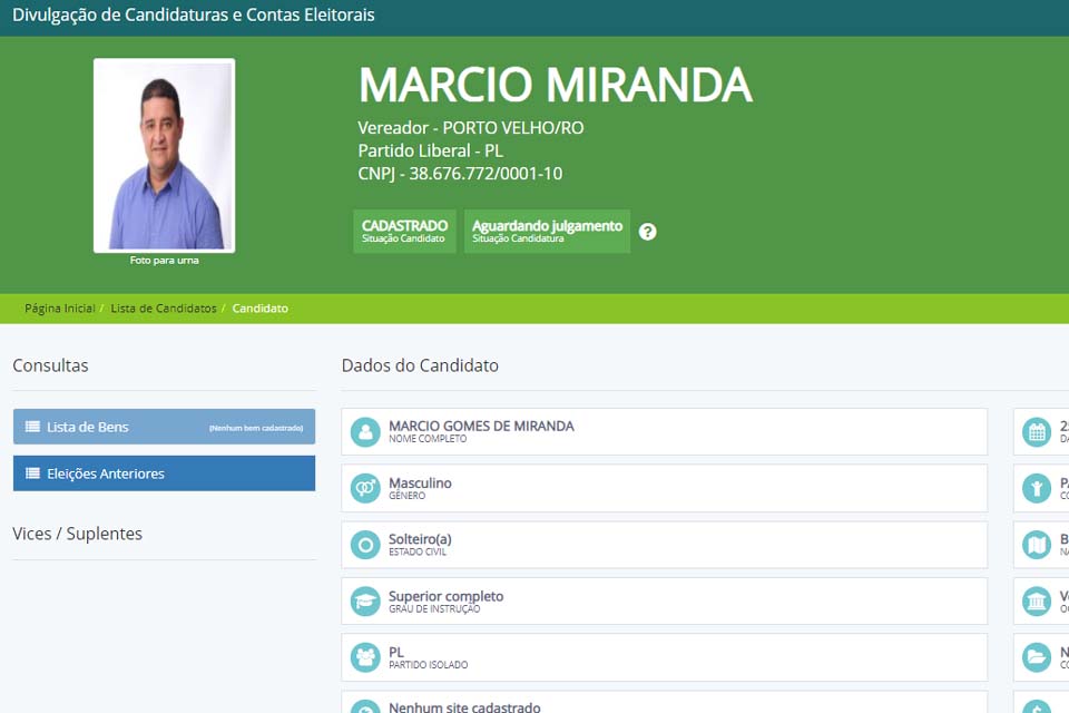 Após condenação por compra de votos, MP Eleitoral pediu indeferimento da candidatura à reeleição do vereador Márcio Miranda