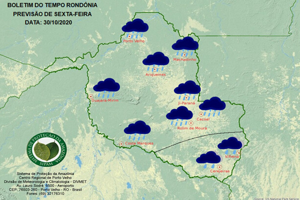 Rondônia terá friagem com chuva nesta Sexta-feira, segundo o Sipam