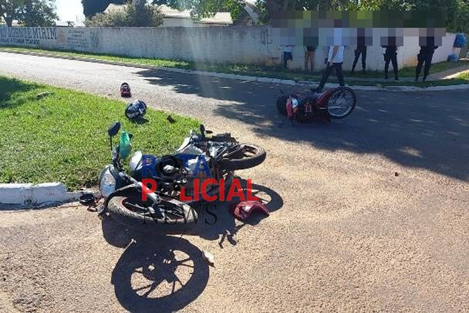 Colisão entre motos deixa duas pessoas feridas em Vilhena