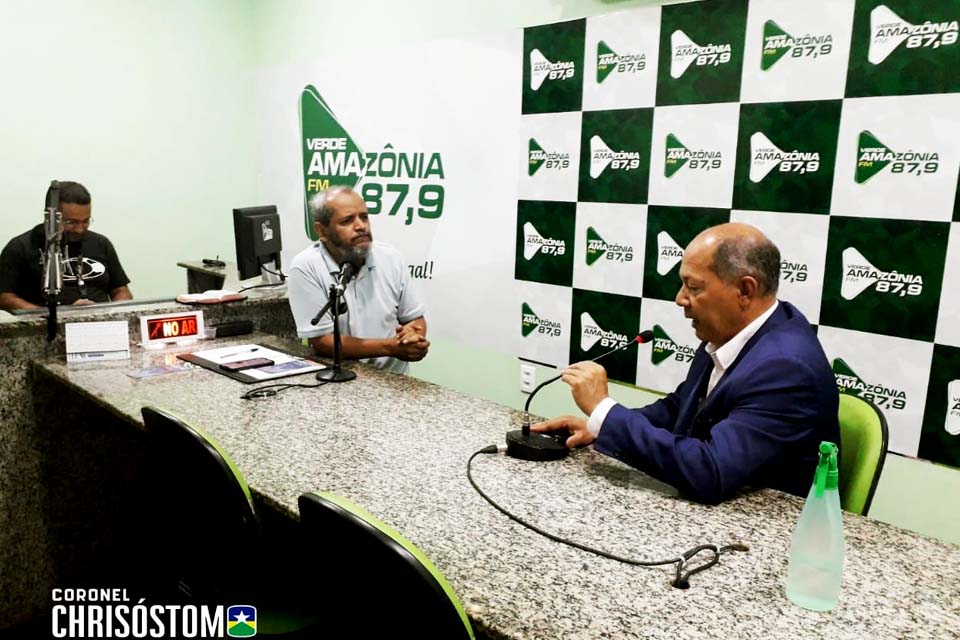 Em entrevista a Rádio Verde Amazônia 87,9 FM, Deputado Coronel Chrisóstomo fala sobre programa Habite Seguro e emendas para o município