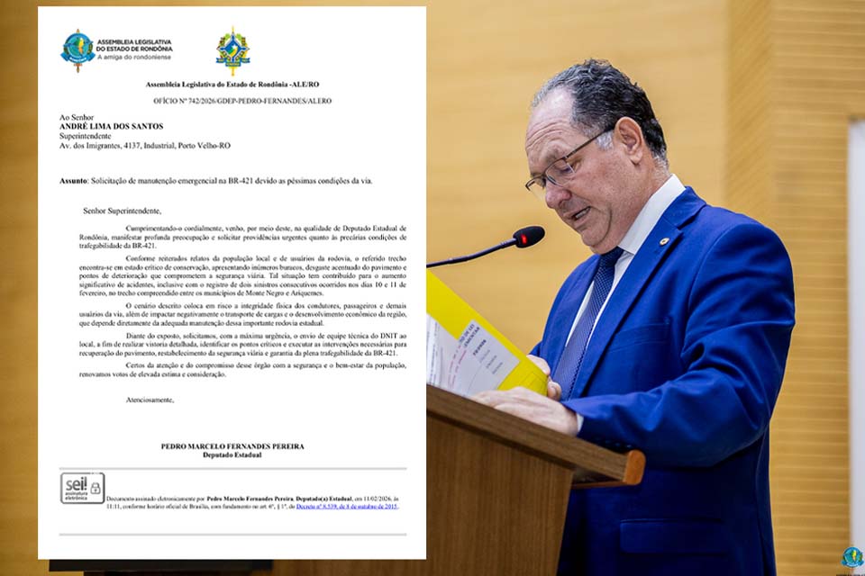 Pedro Fernandes solicita manutenção emergencial na BR-421 e alerta para riscos à população 