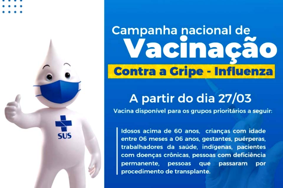 Secretaria Municipal de Saúde abre cronograma de vacinação contra Gripe