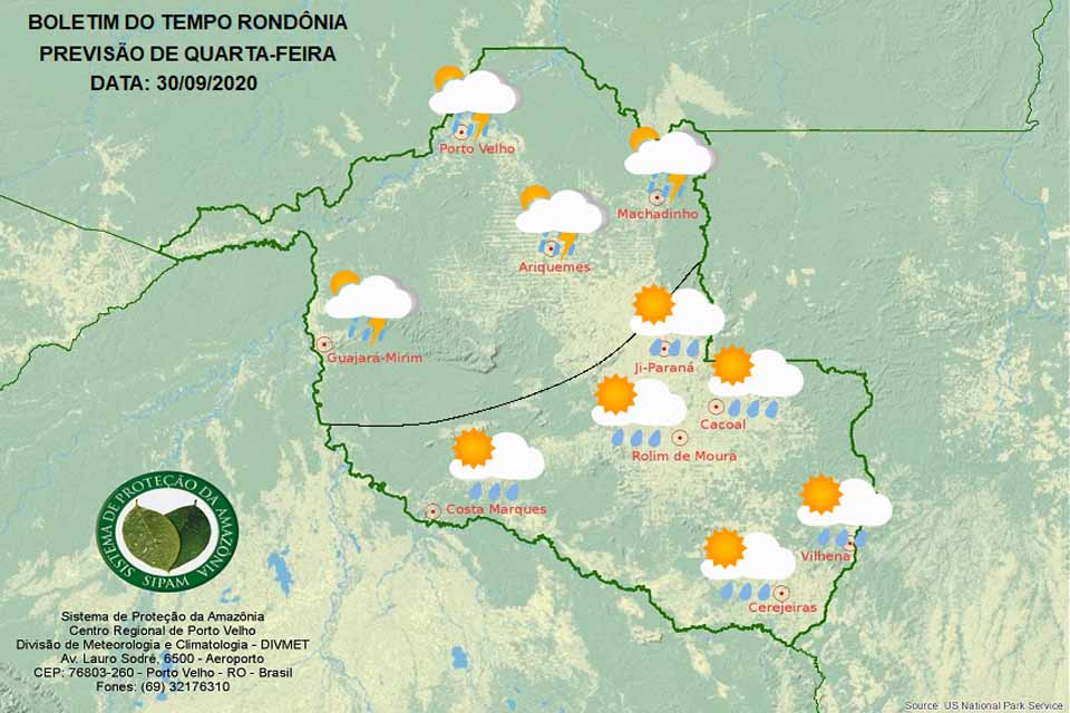 Confira a previsão do tempo para esta quarta-feira em Rondônia