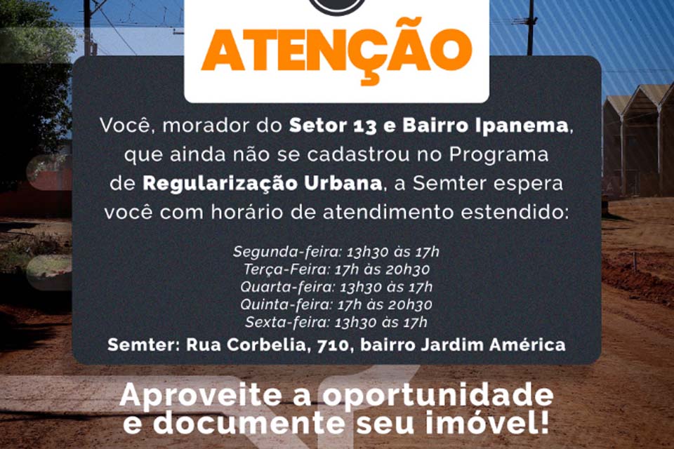 Prefeitura de Vilhena informa sobre atendimento estendido aos moradores do Setor 13 e do Bairro Ipanema