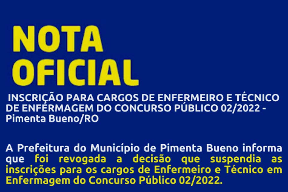 Revogada a decisão que suspendia as inscrições para os cargos de Enfermeiro e Técnico em Enfermagem 