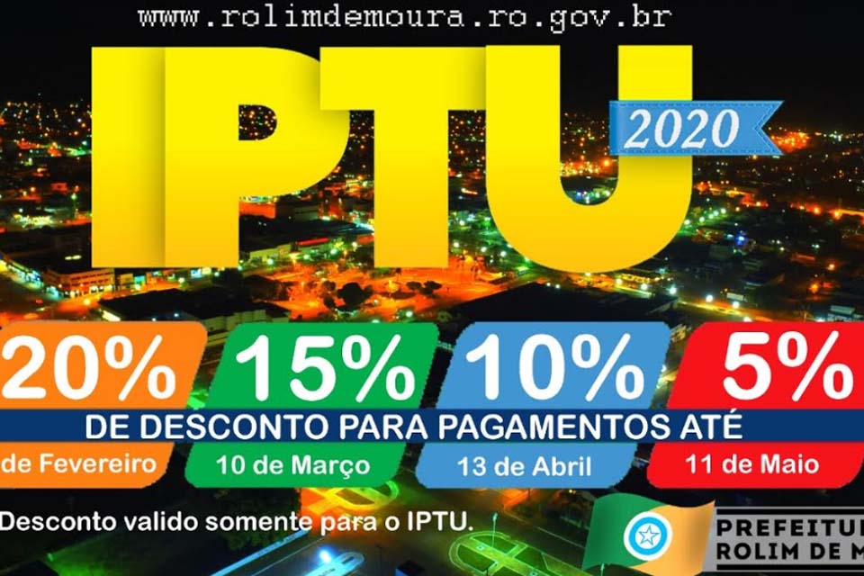 Divulgado o calendário do IPTU 2020; débito pode ser parcelado em até 12 vezes no cartão.