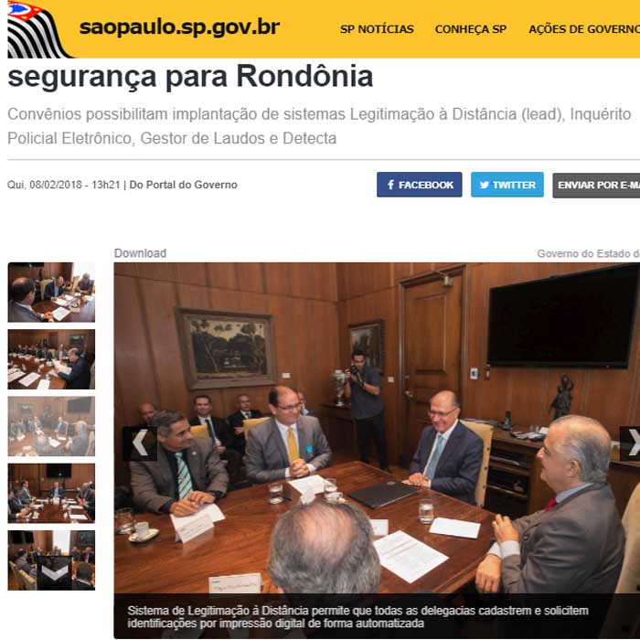 Portal do Governo de São Paulo destaca parceria com Rondônia para Segurança Pública