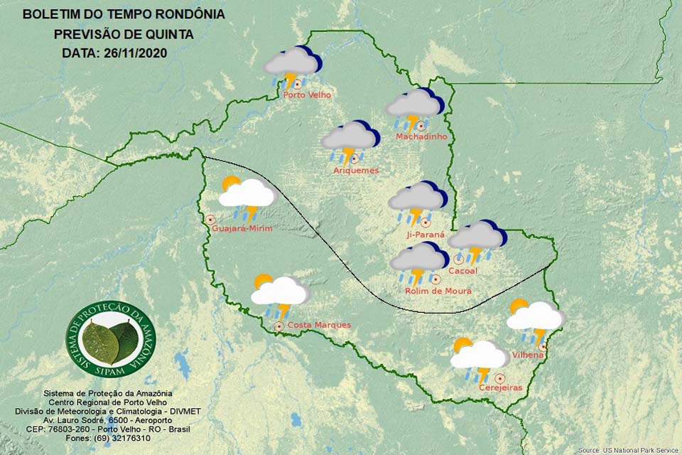 Confira a previsão do tempo para esta quinta-feira em Rondônia