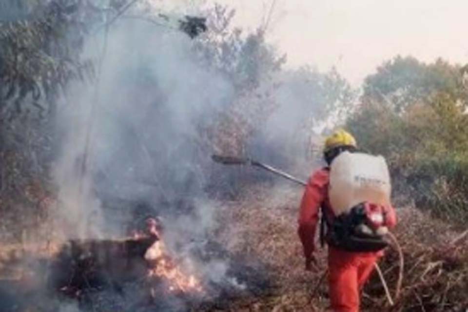 Incêndio que há uma semana devasta vegetação no entorno de Vilhena mobiliza Bombeiros de outras cidades