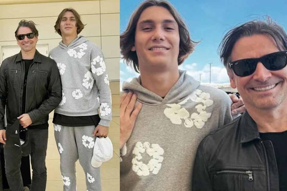 Murilo Rosa impressiona ao postar foto com filho de 16 anos: “chocada com o tamanho do Lucas”