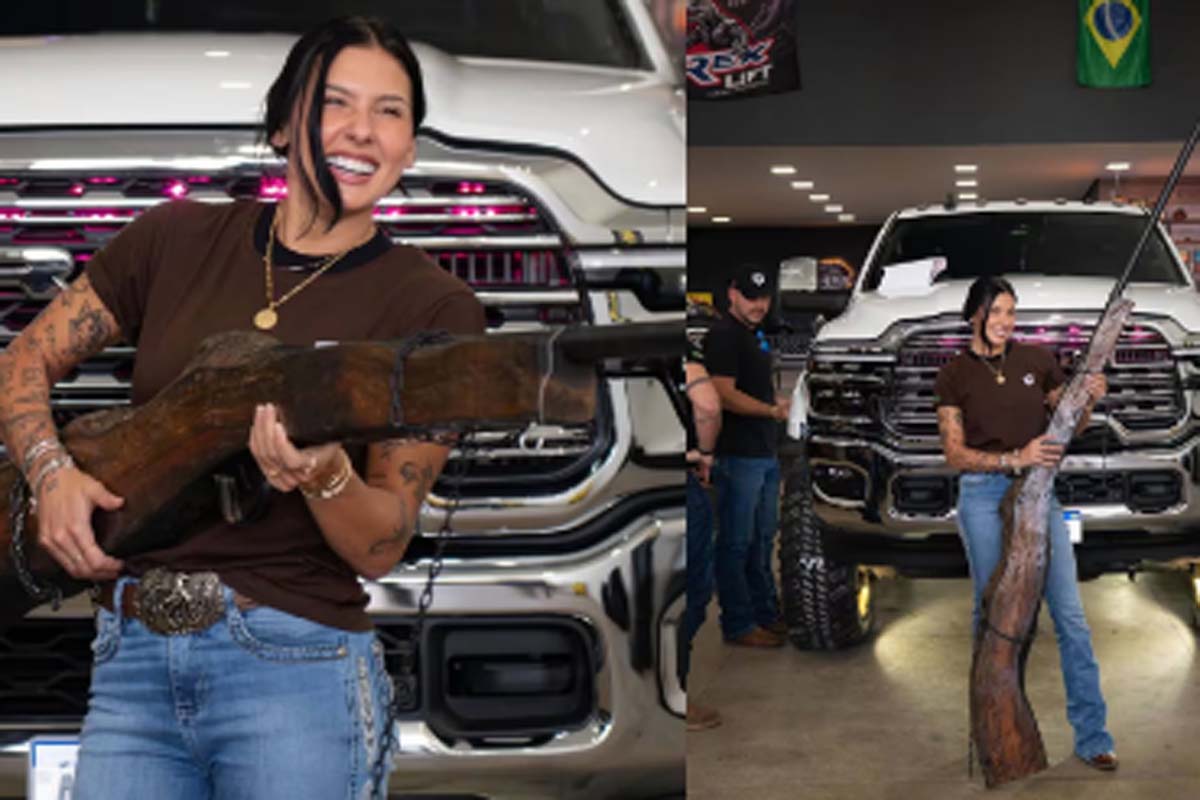 Ana Castela ganha luminária gigante em formato de espingarda