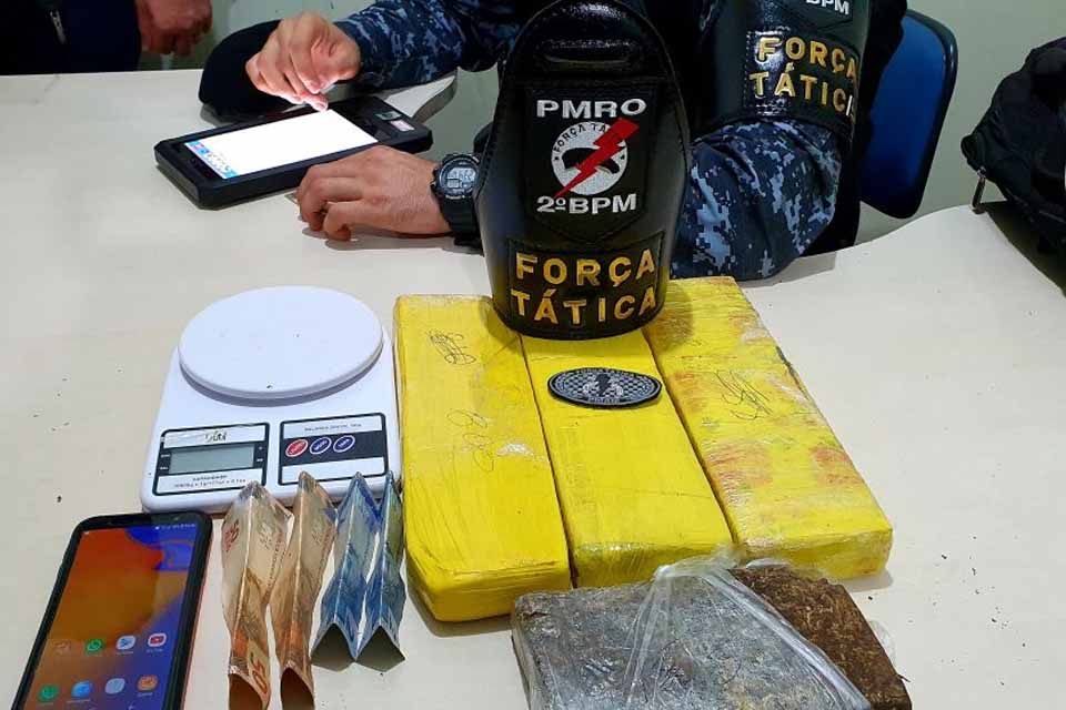 PM apreende mais de 3 Kg de Maconha e prende suspeito