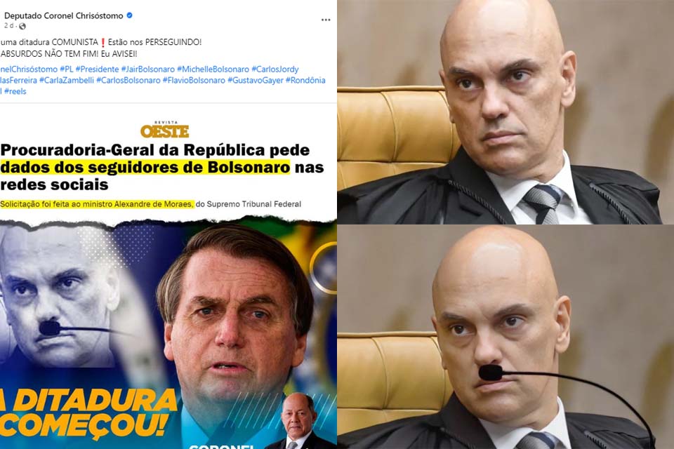 Coronel Chrisóstomo usa foto adulterada do acervo do STF para tachar Alexandre de Moraes como ditador