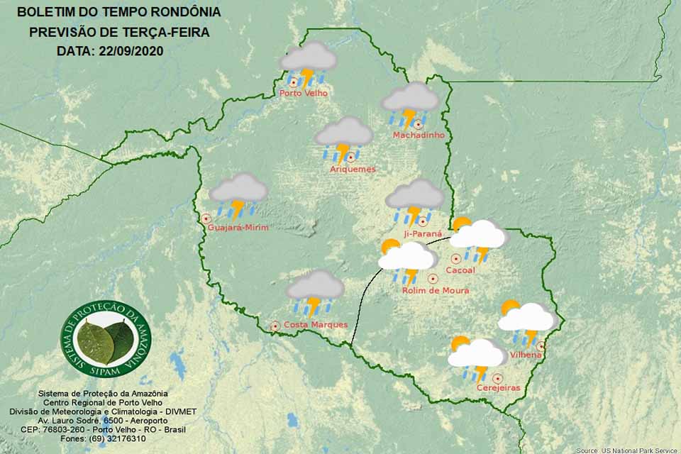 Confira a previsão do tempo para esta terça-feira em Rondônia