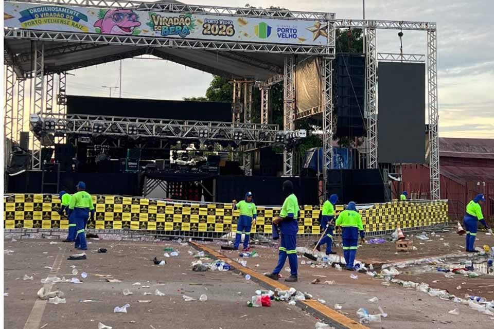 Após noite de festa, equipes da Prefeitura garantem limpeza do Viradão do Béra
