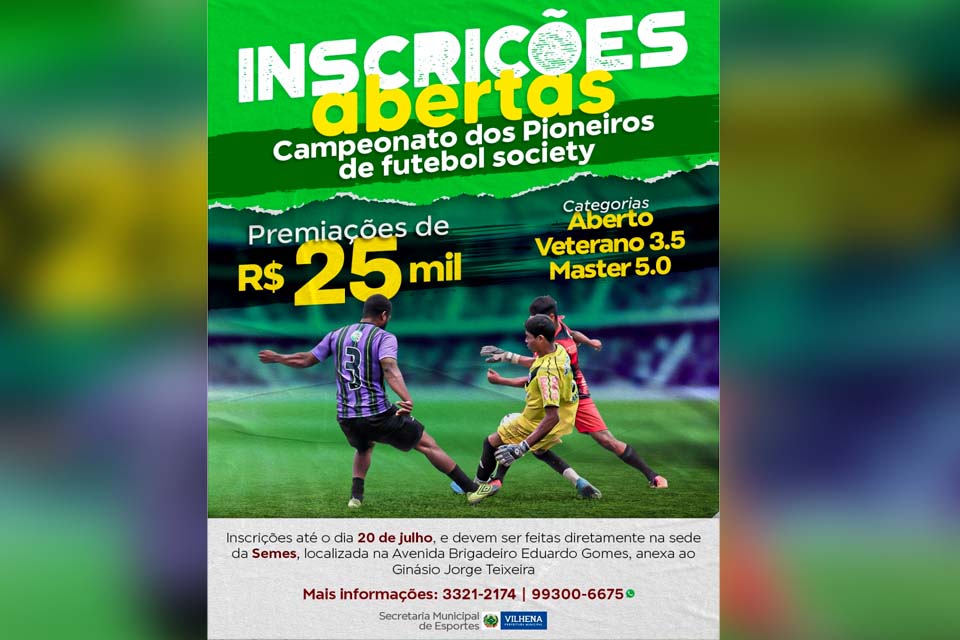 Campeonato dos Pioneiros terá R$ 25 mil em premiações, inscrições estão abertas