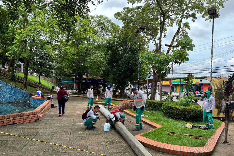 Praça Marechal Rondon em Porto Velho recebe iluminação total em LED