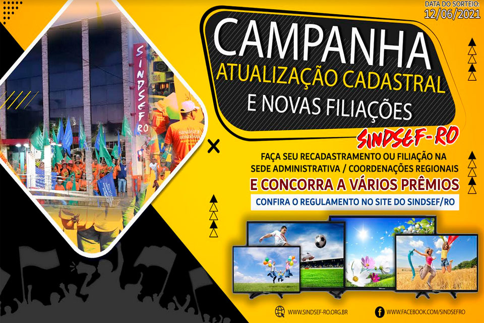 Sindsef lança Campanha de Atualização Cadastral e Novas Filiações com sorteio de prêmios para os participantes