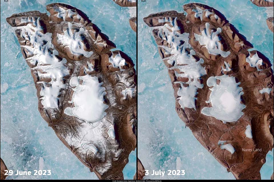 Temperatura média do Ártico sobe 10ºC e derrete camada de gelo em ilha na Groelândia