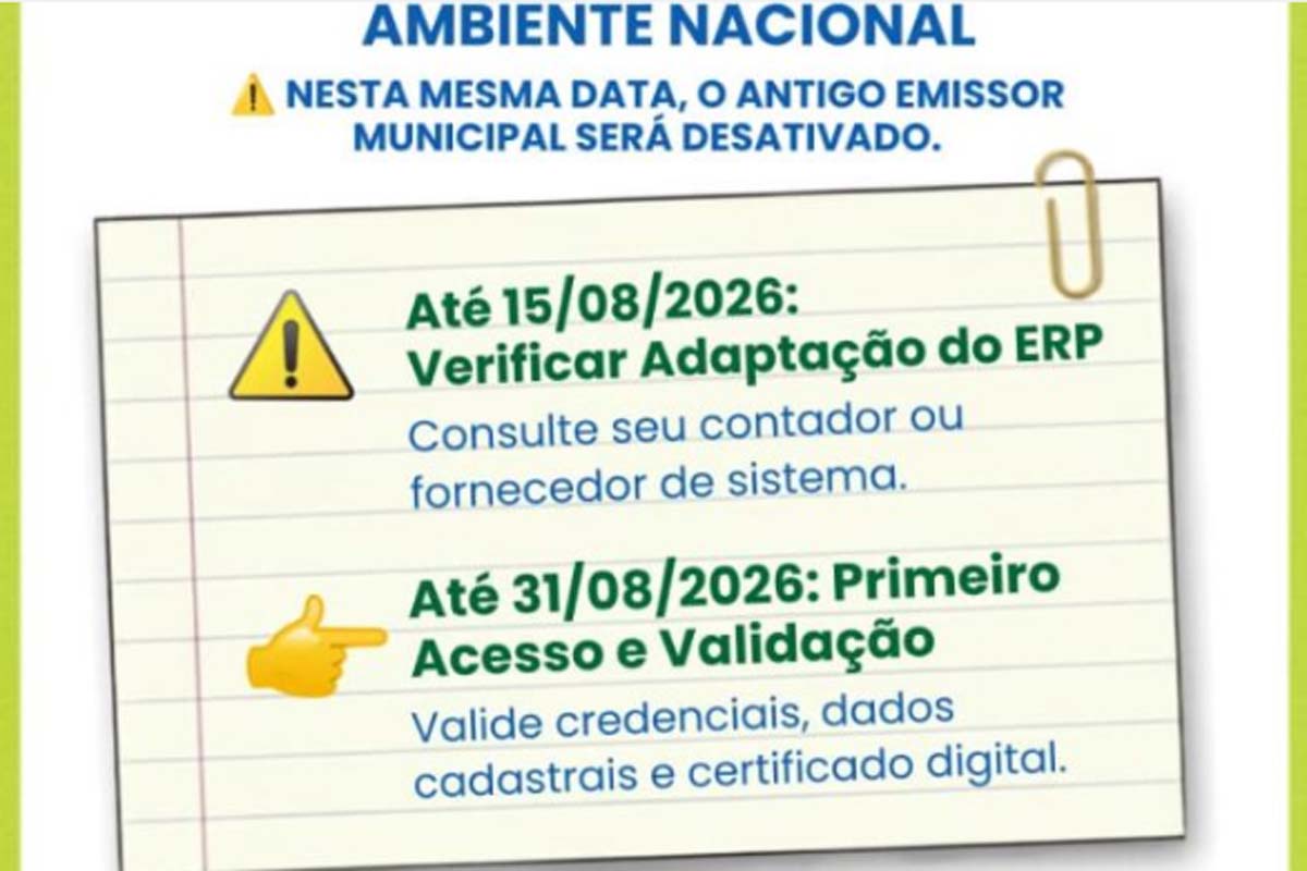SEMFAZ alerta contribuintes sobre migração obrigatória da NFS-e para o Ambiente Nacional a partir de setembro