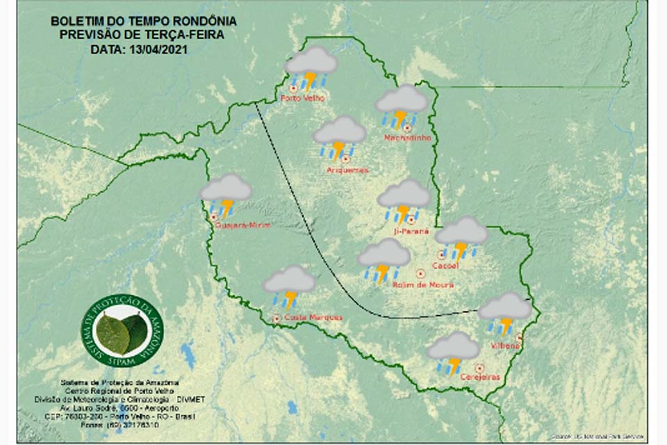Confira a previsão do tempo para terça-feira, 13 em Rondônia