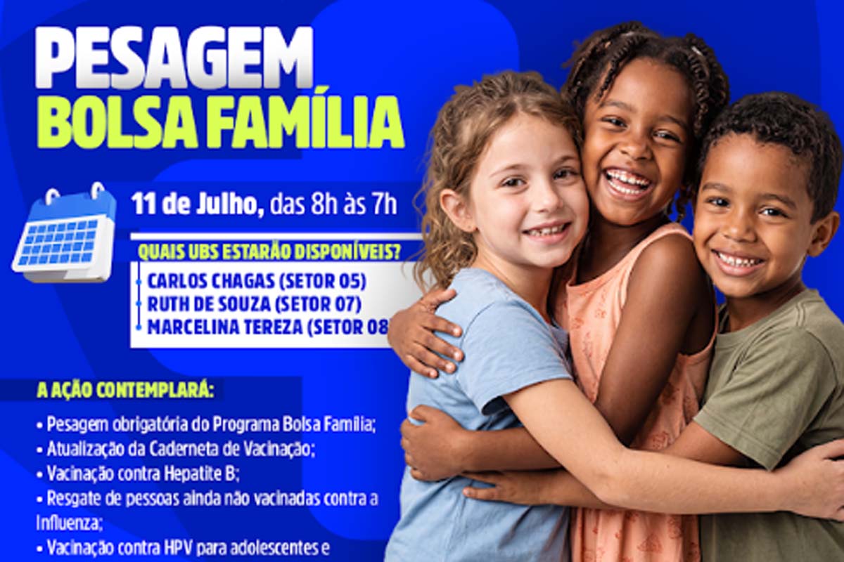 Prefeitura promove neste sábado (11) a pesagem obrigatória do programa Bolsa Família