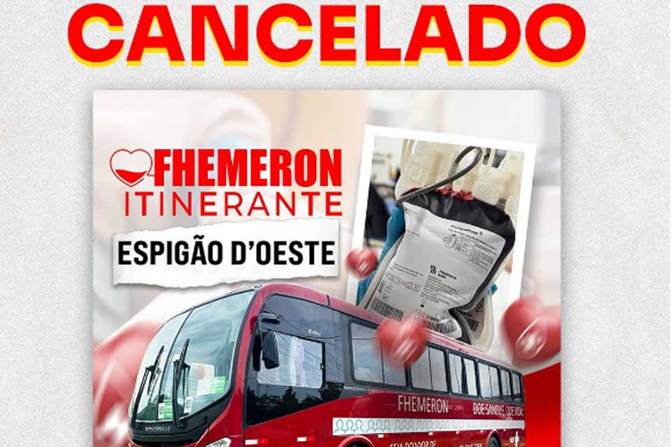 Prefeitura informa que a Campanha de Doação de Sangue que estava programada para os dias 7 e 8 foi cancelada