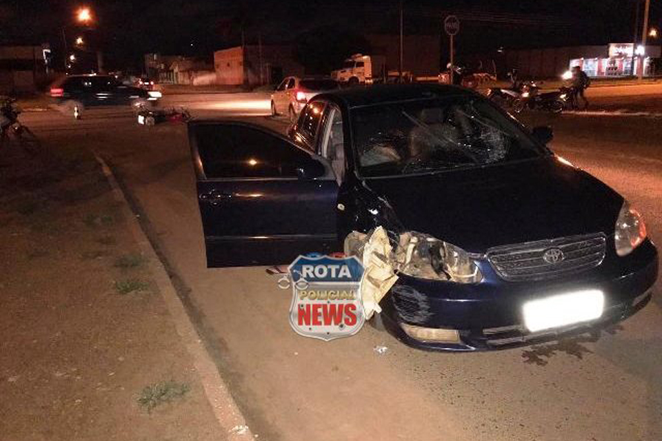 Entregador atinge veículo na BR-174 e é lançado contra o para brisa