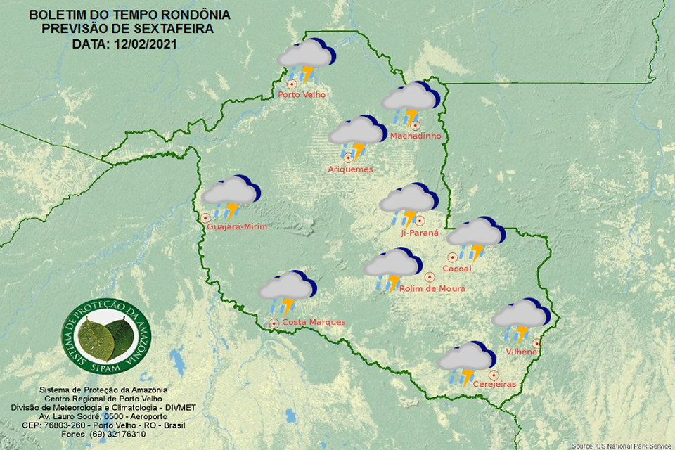 Confira a previsão do tempo para esta sexta-feira em Rondônia
