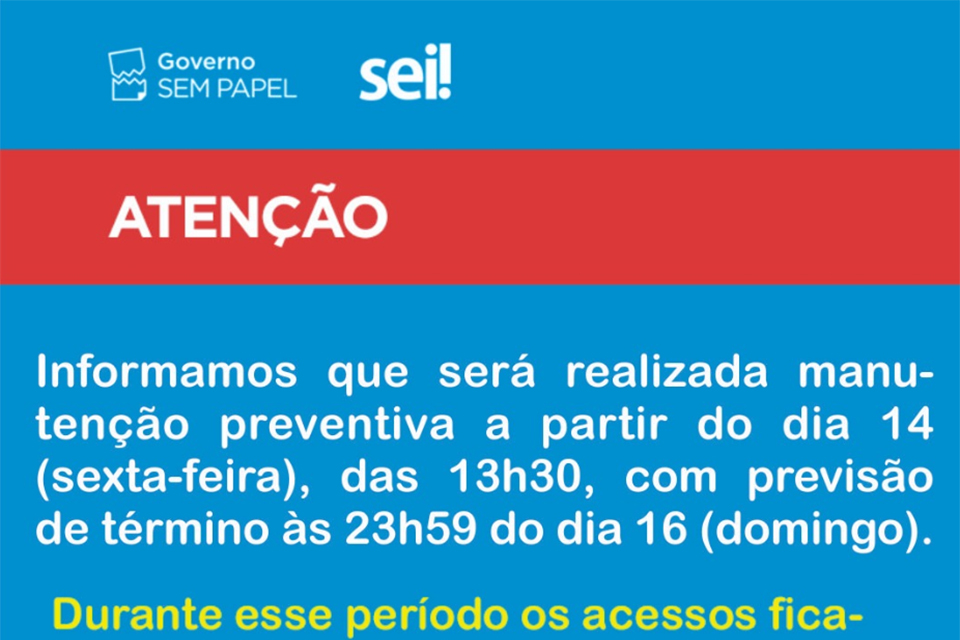 58 horas e meia sem informação: Governo de Rondônia tira SEI! do ar para realização de 'manutenção preventiva'