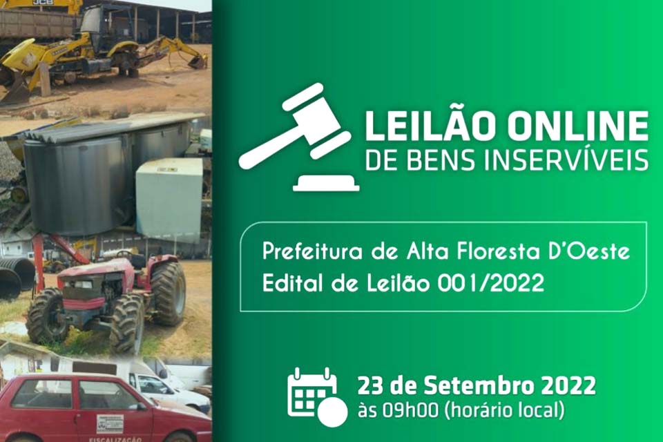 Prefeitura lança edital de Leilão de Bens Públicos Inservíveis e/ou antieconômicos