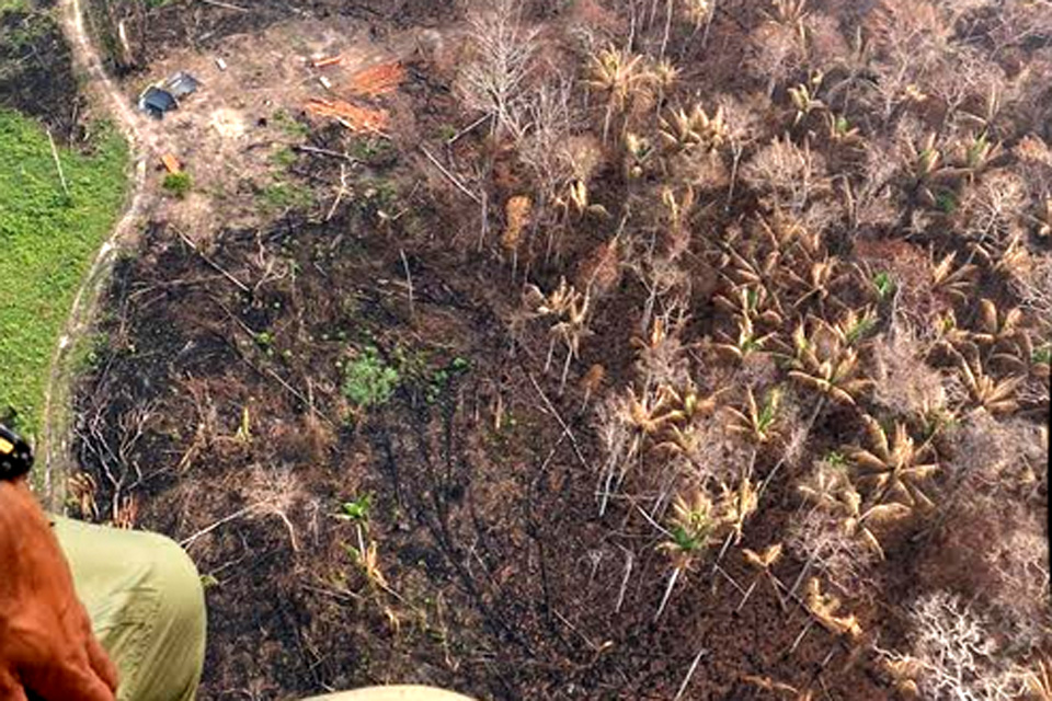 Promotores de Justiça realizam sobrevoo em áreas de queimadas na região do Valé do Guaporé