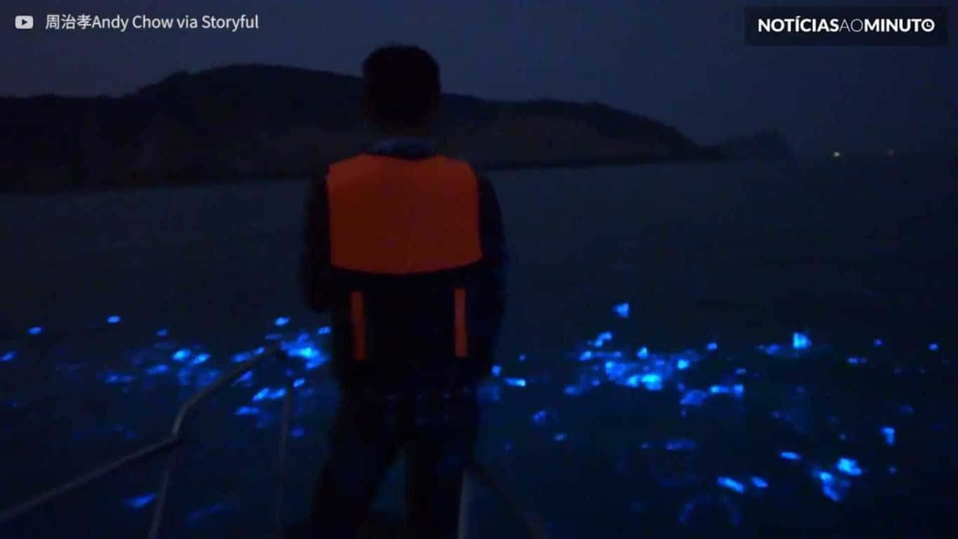 Espetáculo de luzes é filmado nas águas da Ilhas Matsu