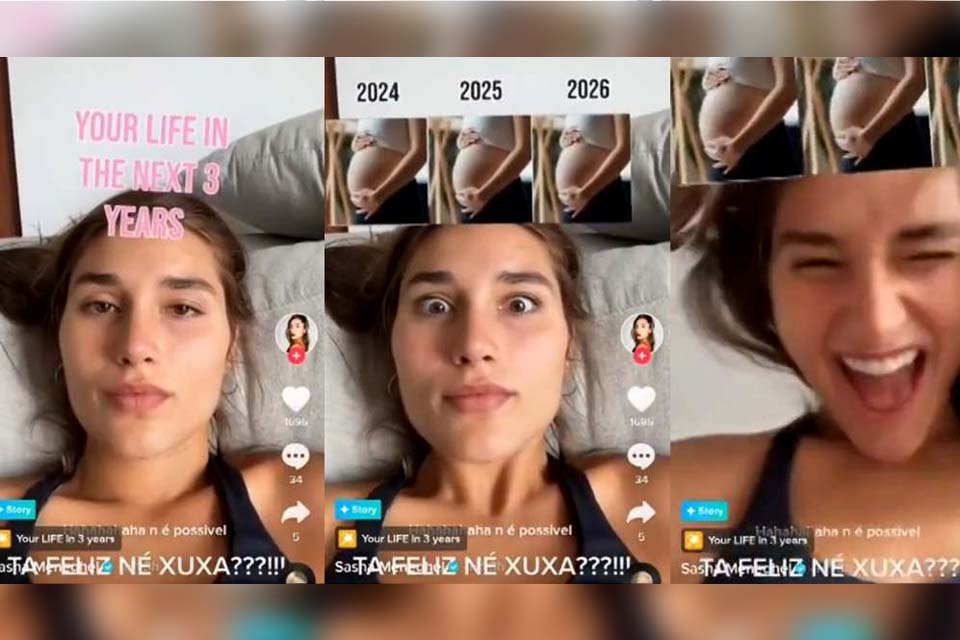 Resultado de teste mostra gravidez de Sasha e ela reage: 'Feliz, né, Xuxa?'