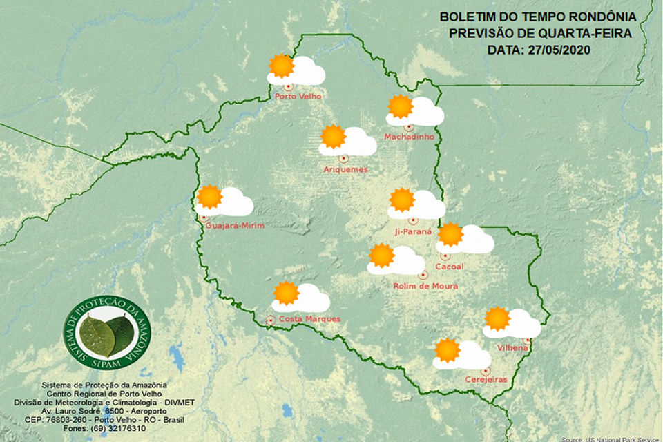 Confira a previsão do tempo para esta quarta-feira em Rondônia